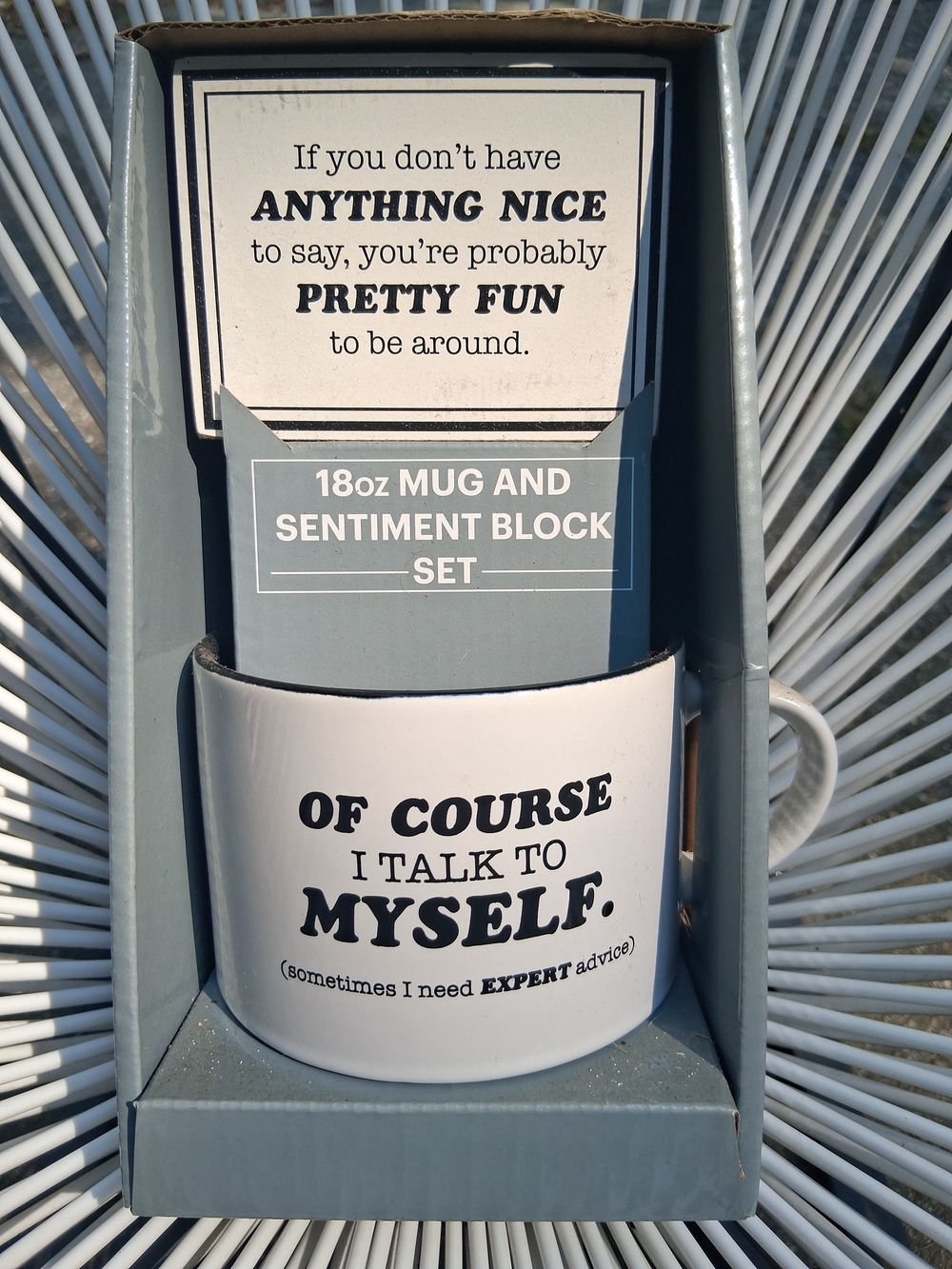 Boston Warehouse 18oz Mug And Sentiment Block Set NIB